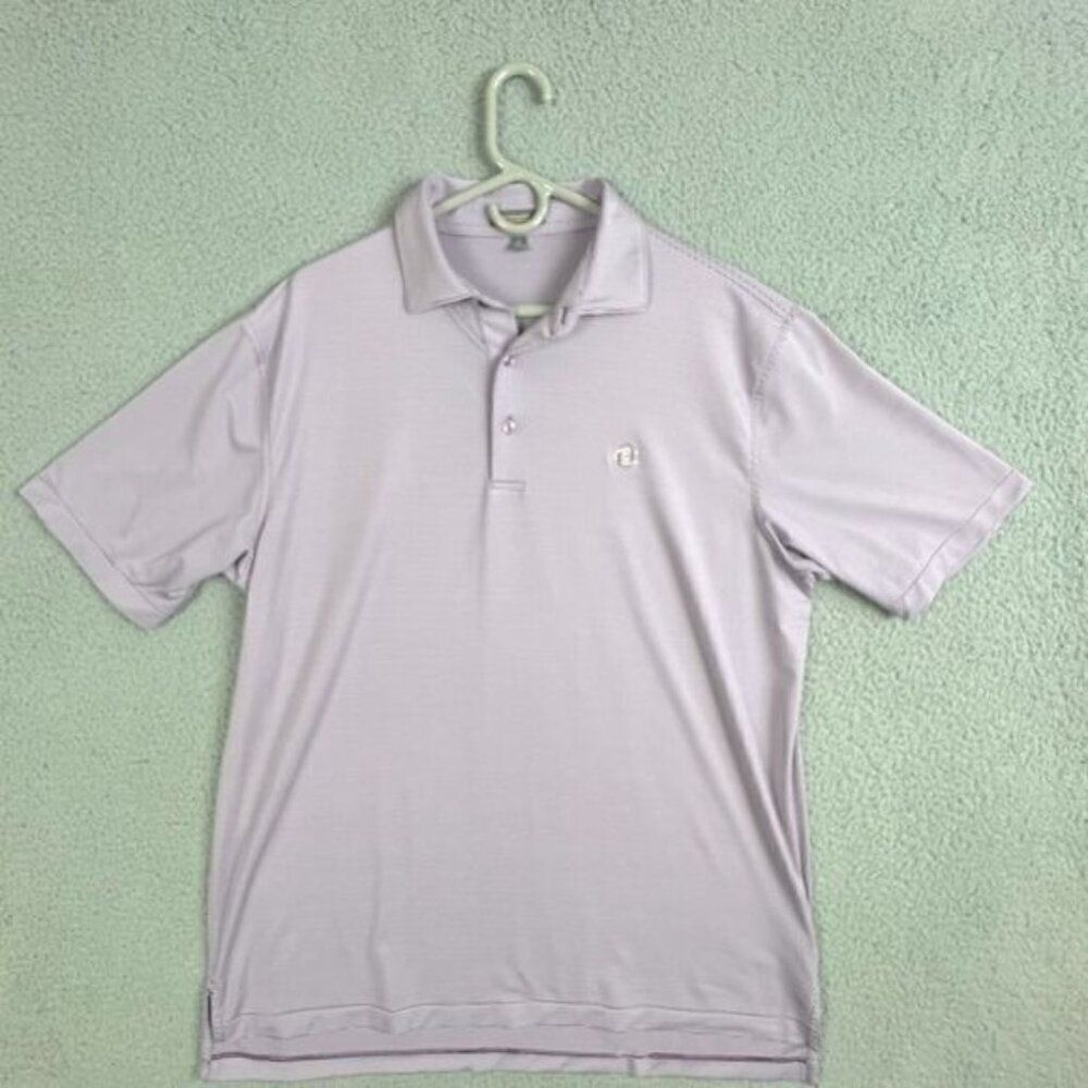 PETER MILLAR MENS POLO SHIRT PURPLE WITH STRIPES SIZE L
